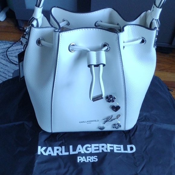 Karl Lagerfeld White Shoulder Bag with Embellishments - Picture 8 of 9